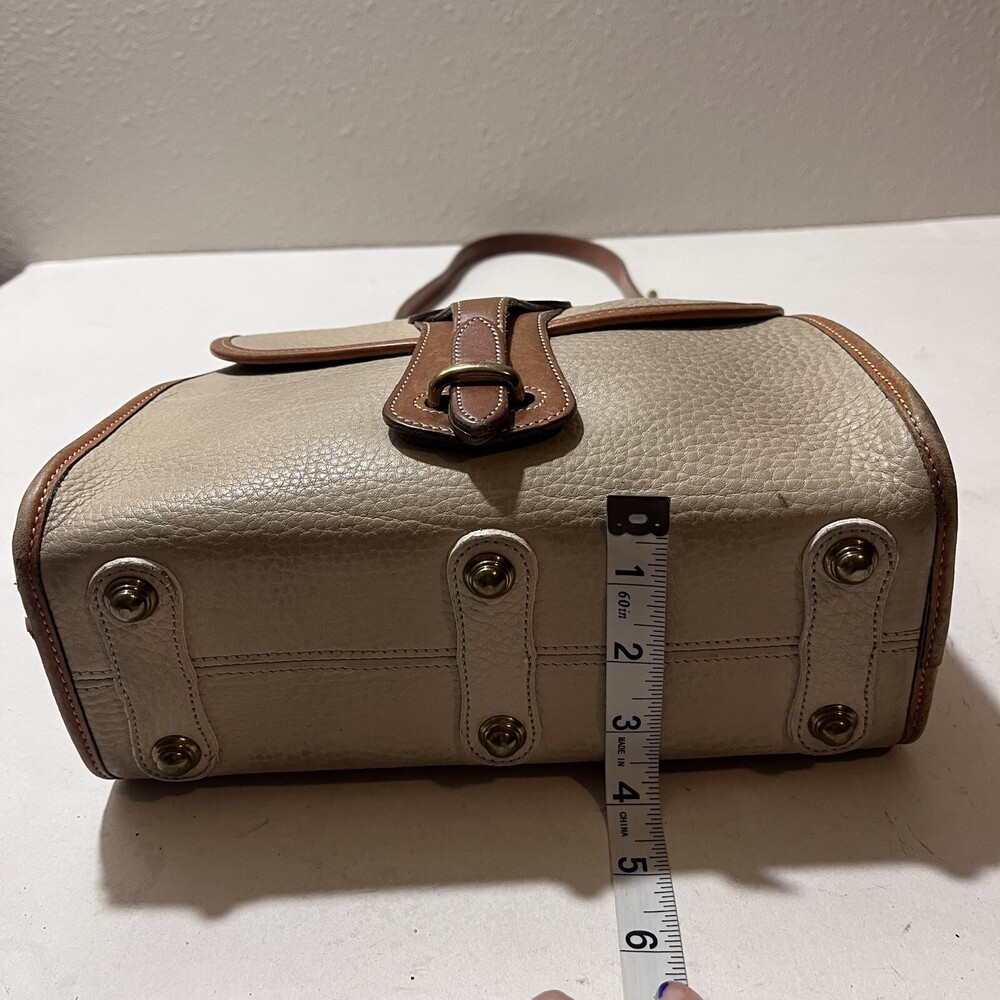 Vintage Dooney & Bourke Purse R25 Medium Essex Bone British Tan Leather - Picture 9 of 16